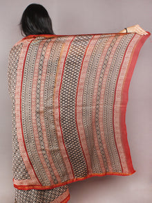 Ivory Black Maroon Hand Block Printed in Natural Colors Chanderi Saree - S03170807