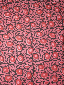 Black Pink Red Hand Block Printed Cotton Cambric Fabric Per Meter - F0916433