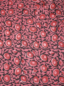 Black Pink Red Hand Block Printed Cotton Cambric Fabric Per Meter - F0916433