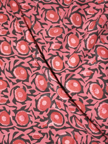 Black Pink Red Hand Block Printed Cotton Cambric Fabric Per Meter - F0916433