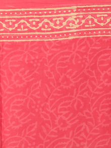 Pink Beige Hand Block Printed Cotton Saree in Natural Colors - S03170815