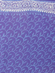 Purple White Hand Block Printed Cotton Saree in Natural Colors - S03170816