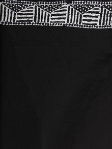 Black White Hand Block Printed Cotton Saree in Natural Colors - S03170819