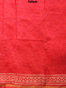 Deep Red Beige Hand Block Printed Chanderi Kurta-Salwar Fabric With Chanderi Dupatta - S1628082