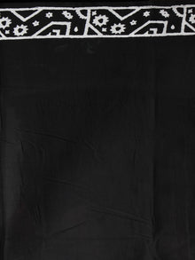 Black White Hand Block Printed Cotton Saree in Natural Colors - S03170822
