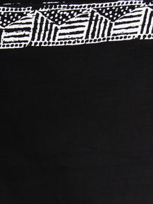 Black White Hand Block Printed Cotton Saree in Natural Colors - S03170823