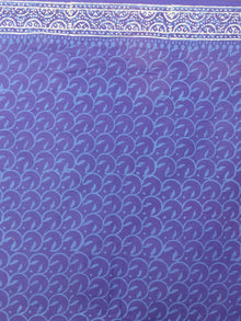 Purple White Hand Block Printed Cotton Saree in Natural Colors - S03170824