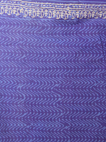 Purple Ivory Blue Hand Block Printed Cotton Saree in Natural Colors - S03170825