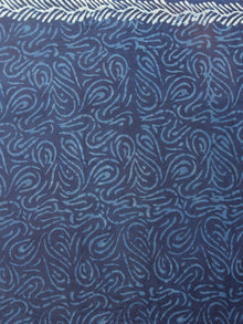 Indigo White Hand Block Printed Cotton Saree in Natural Colors - S03170830