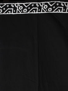 Black White Hand Block Printed Cotton Saree in Natural Colors - S03170835