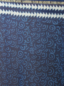 Indigo White Hand Block Printed in Natural Colors Chanderi Saree - S03170842