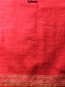Deep Red Beige Hand Block Printed Chanderi Kurta-Salwar Fabric With Chanderi Dupatta - S1628085
