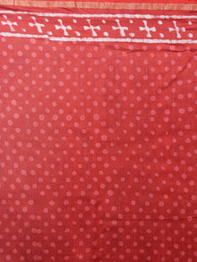 Red White Hand Block Printed in Natural Colors Chanderi Saree - S03170853