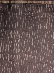 Brown Ivory White Hand Block Printed in Natural Colors Chanderi Saree - S03170856