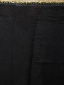 Black Red Hand Block Printed in Natural Colors Chanderi Saree With Geecha Border - S03170857