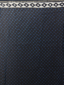 Black Indigo White Hand Block Printed in Natural Colors Chanderi Saree - S03170859