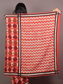 Red White Maroon Pink Bagru Dabu Hand Block Printed in Cotton Mul Saree - S03170862