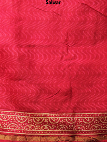Deep Red Beige Hand Block Printed Chanderi Kurta-Salwar Fabric With Chanderi Dupatta - S1628087