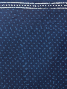 Indigo White Bagru Dabu Hand Block Printed in Cotton Mul Saree - S03170872