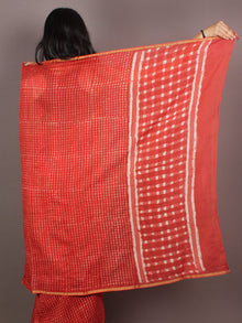 Red White Hand Block Printed in Natural Colors Chanderi Saree - S03170874