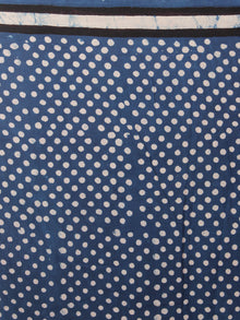 Indigo White Maroon Bagru Dabu Hand Block Printed in Cotton Mul Saree - S03170878