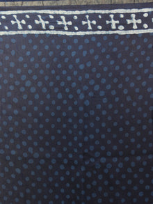 Indigo White Hand Block Printed in Natural Colors Chanderi Saree - S03170880