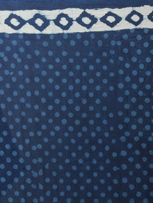 Indigo White Bagru Dabu Hand Block Printed in Cotton Mul Saree - S03170882