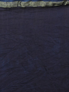 Indigo White Hand Block Printed in Natural Colors Chanderi Saree - S03170885