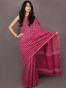 Pink White Hand Block Printed in Natural Colors Chanderi Saree - S03170886