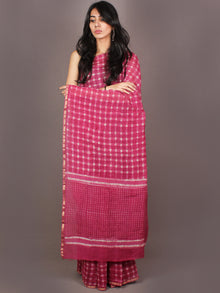 Pink White Hand Block Printed in Natural Colors Chanderi Saree - S03170886