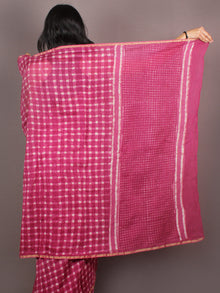 Pink White Hand Block Printed in Natural Colors Chanderi Saree - S03170886