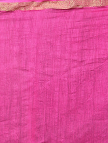 Pink White Hand Block Printed in Natural Colors Chanderi Saree - S03170886