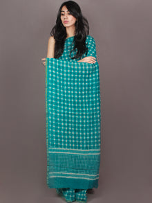 Fern Green White Hand Block Printed in Natural Colors Chanderi Saree - S03170888