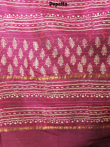 Fandango Pink Beige Hand Block Printed Chanderi Kurta-Salwar Fabric With Chanderi Dupatta - S1628089