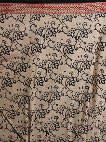 Beige Black Red Bagru Dabu Hand Block Printed Polka Dots in Cotton Mul Saree - S03170894