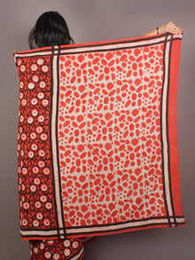Red White Black Bagru Dabu Hand Block Printed in Cotton Mul Saree - S03170895