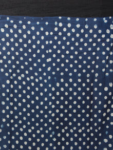 Black Indigo White Bagru Dabu Hand Block Printed in Cotton Mul Saree - S03170896