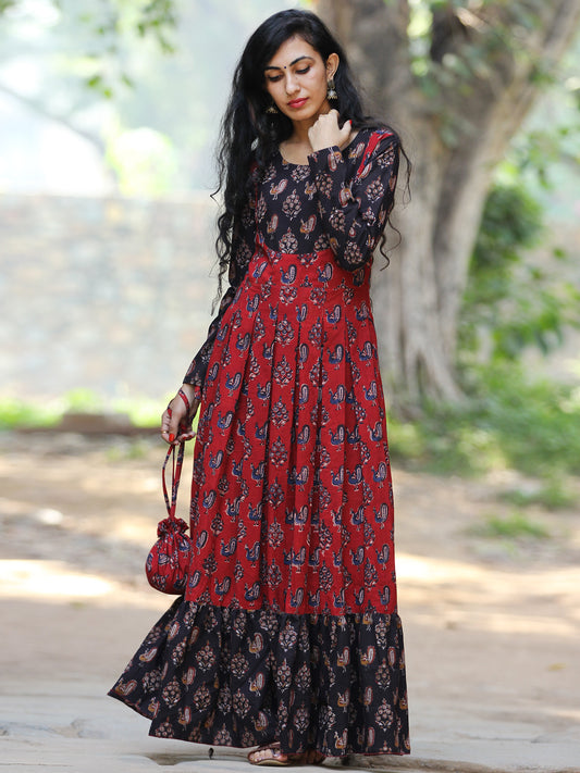 Timeless Charm - Hand Block Printed Long Dress With Potli - D376F1808