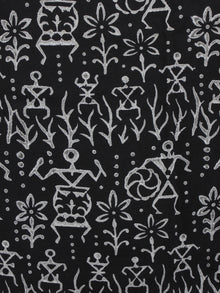 Black White Hand Block Printed Cotton Suit-Salwar Fabric With Chiffon Dupatta - S16281238