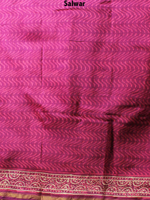 Fandango Pink Beige Hand Block Printed Chanderi Kurta-Salwar Fabric With Chanderi Dupatta - S1628090