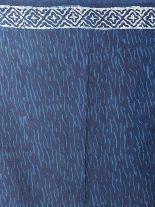 Indigo White Bagru Dabu Hand Block Printed in Cotton Mul Saree - S03170903