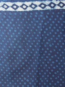 Indigo White Bagru Dabu Hand Block Printed in Cotton Mul Saree - S03170904