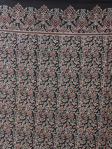 Indigo Grey Maroon Black Mughal Nakashi Ajrakh Hand Block Printed in Natural Vegetable Colors Cotton Mul Saree - S03170906