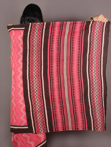 Pink White Brown Hand Block Printed in Natural Colors Cotton Mul Saree - S03170907