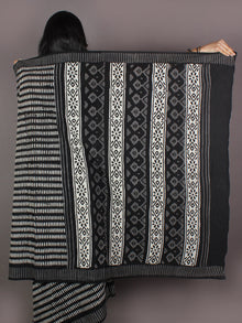 Black White Grey Hand Block Printed in Natural Colors Cotton Mul Saree - S03170908