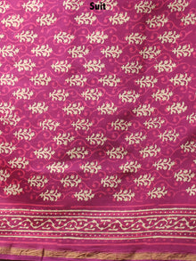 Fandango Pink Beige Hand Block Printed Chanderi Kurta-Salwar Fabric With Chanderi Dupatta - S1628091