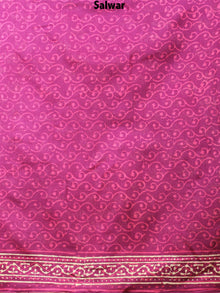 Fandango Pink Beige Hand Block Printed Chanderi Kurta-Salwar Fabric With Chanderi Dupatta - S1628091