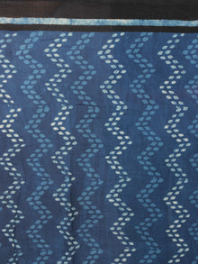 Indigo White Black Hand Block Printed in Natural Colors Cotton Mul Saree - S03170911
