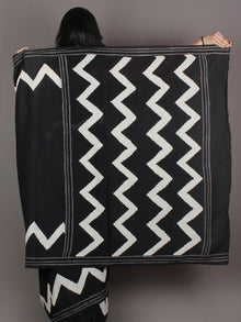 Black White Grey Hand Block Printed in Natural Colors Cotton Mul Saree - S03170916
