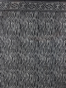 Black Grey White Hand Block Printed in Natural Colors Cotton Mul Saree - S03170917